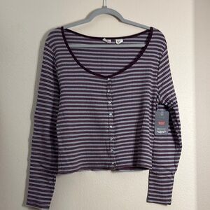Striped Button-Up Women's Top